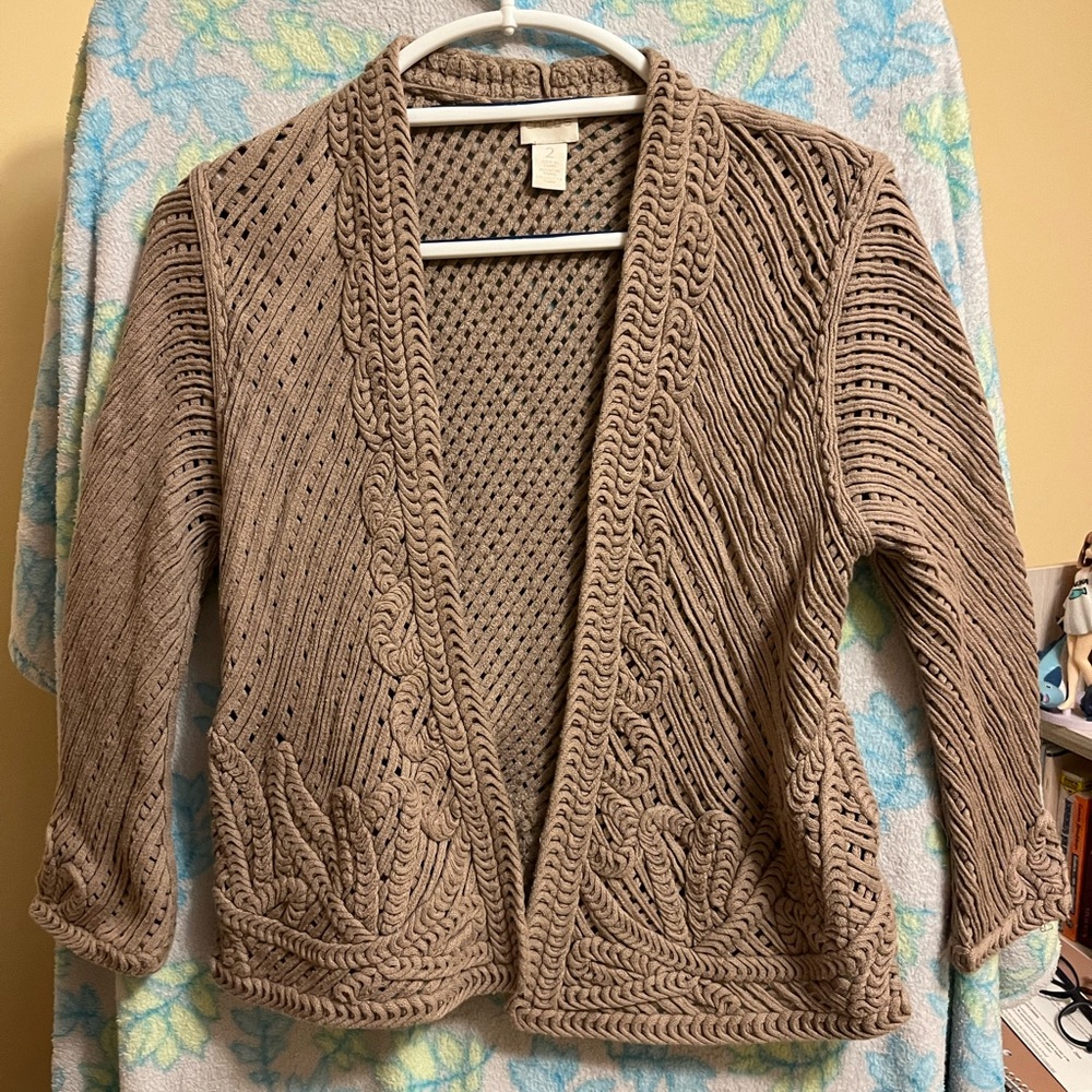 Chico's Brown Open-Front Cardigan